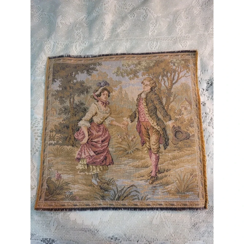 VINTAGE MADE IN FRANCE COURTING LOVE SCENE TAPESTRIES